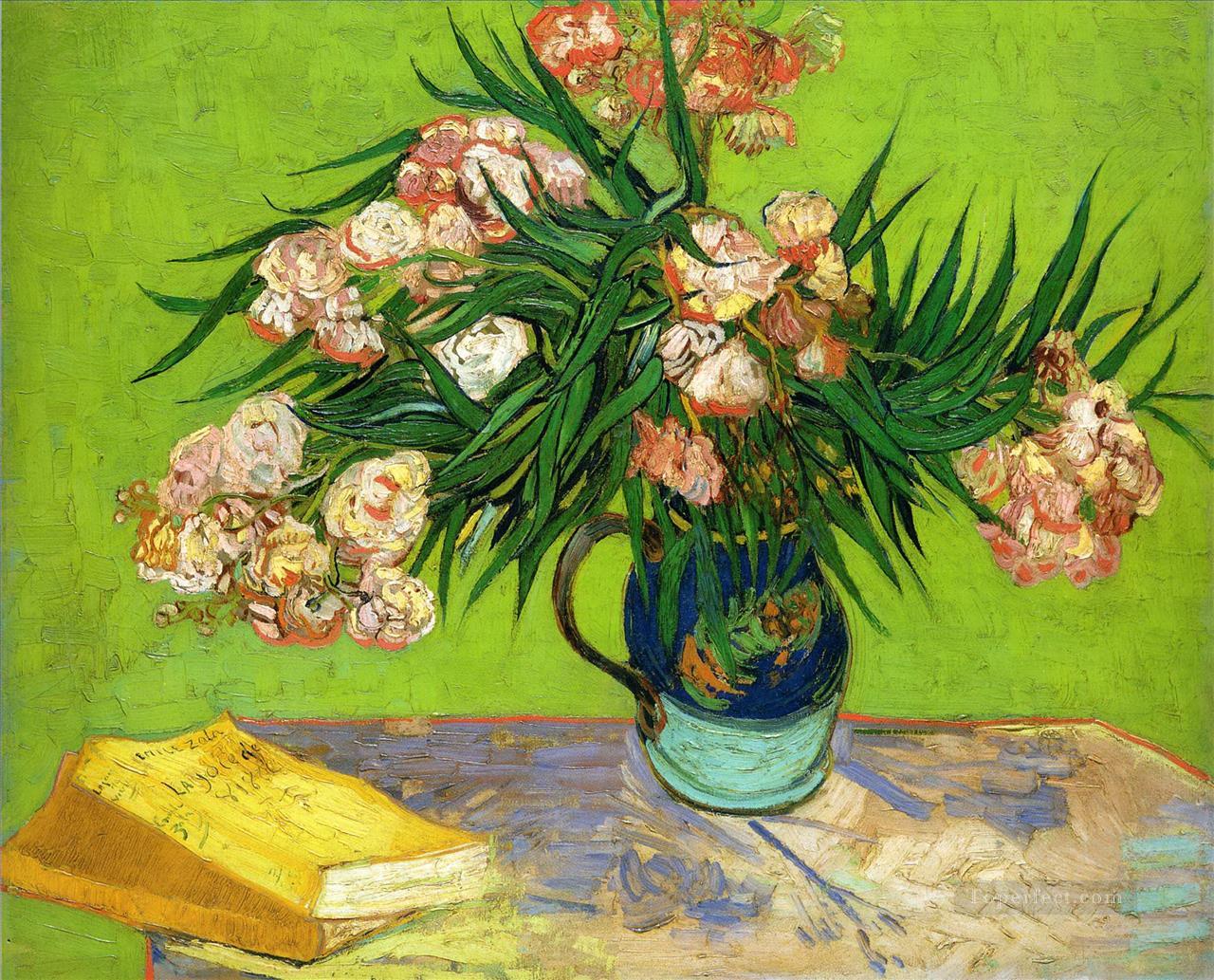 Adelfas y libros Vincent van Gogh Pintura al óleo